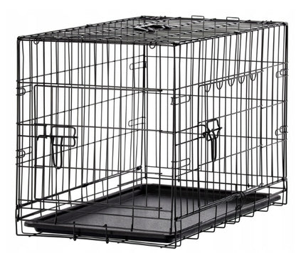Klatka kennelowa dla psa i kota 61x42x48,5 cm, metalowa, składana, z dwoma wejściami – M, czarna