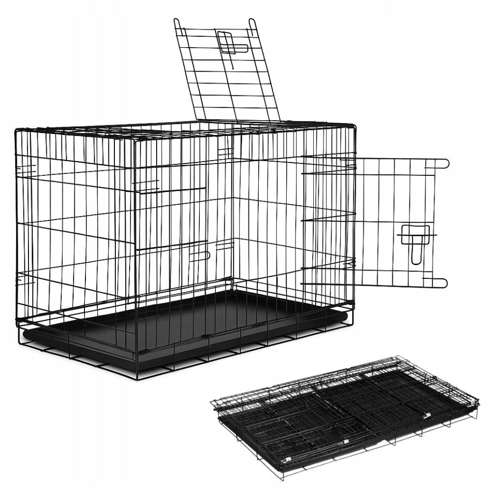 Artnico Klatka kennelowa metalowa 61x42x50 cm składana z tacką dla małego psa – czarna