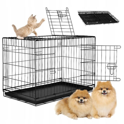 Artnico Klatka kennelowa metalowa 61x42x50 cm składana z tacką dla małego psa – czarna