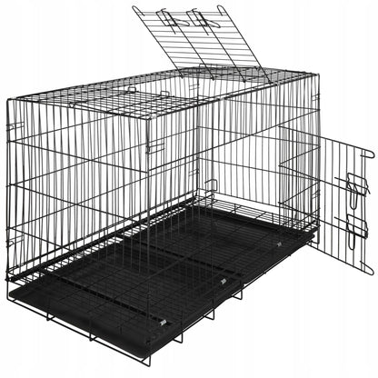 Springos Klatka dla psa metalowa 100 x 70 x 60 cm składana z 2 tackami i 2 drzwiczkami