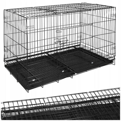Springos Klatka dla psa metalowa 100 x 70 x 60 cm składana z 2 tackami i 2 drzwiczkami