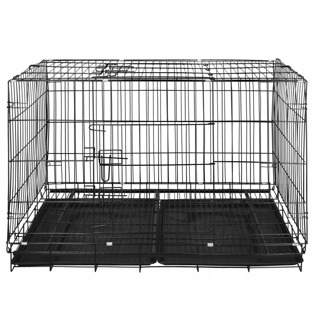 Springos Klatka dla psa metalowa 100 x 70 x 60 cm składana z 2 tackami i 2 drzwiczkami