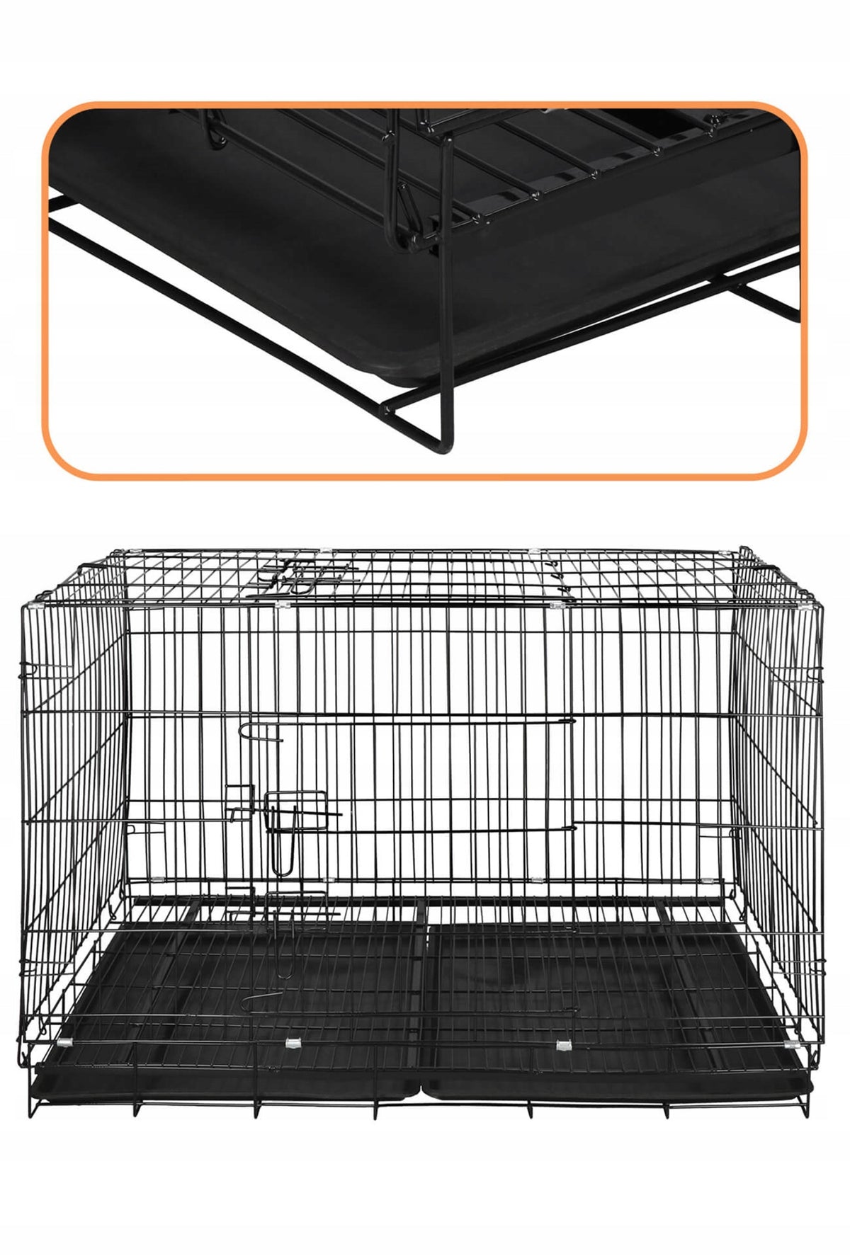 Springos Klatka dla psa metalowa 100 x 70 x 60 cm składana z 2 tackami i 2 drzwiczkami