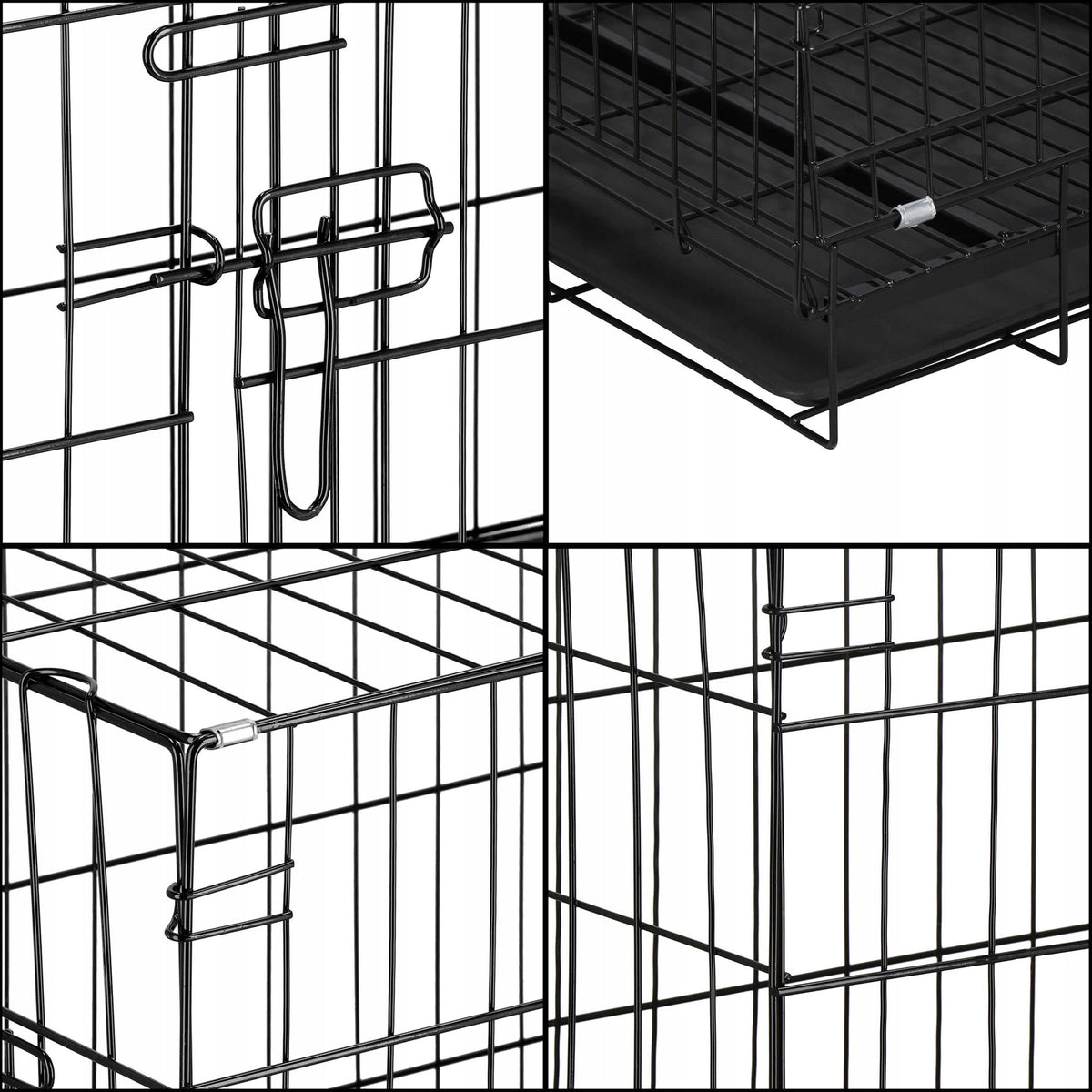 Springos Klatka dla psa metalowa 100 x 70 x 60 cm składana z 2 tackami i 2 drzwiczkami