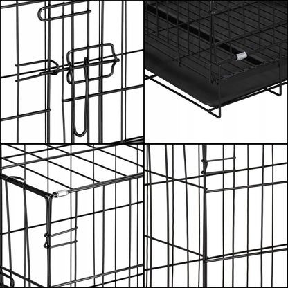 Springos Klatka dla psa metalowa 100 x 70 x 60 cm składana z 2 tackami i 2 drzwiczkami
