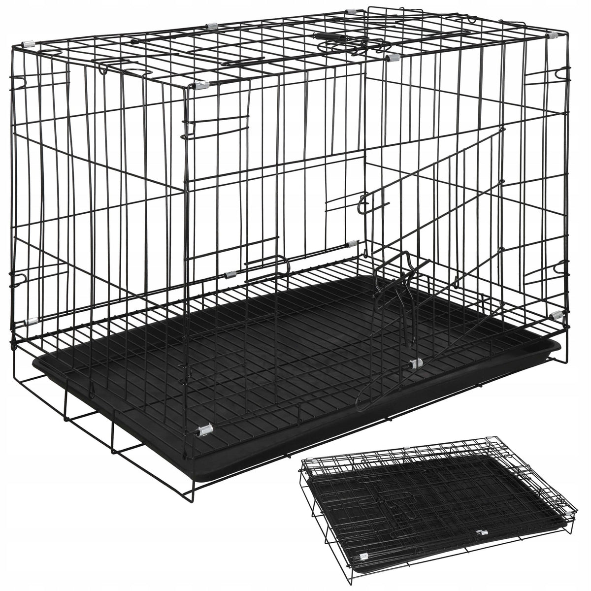 Springos Klatka dla psa i kota metalowa składana 60 x 50 x 42 cm z tacką i 2 drzwiczkami