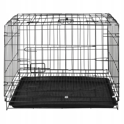 Springos Klatka dla psa i kota metalowa składana 60 x 50 x 42 cm z tacką i 2 drzwiczkami