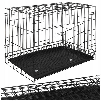 Springos Klatka dla psa i kota metalowa składana 60 x 50 x 42 cm z tacką i 2 drzwiczkami