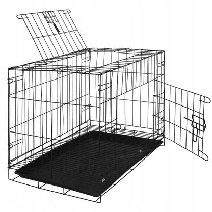 Springos Klatka dla psa i kota metalowa składana 60 x 50 x 42 cm z tacką i 2 drzwiczkami