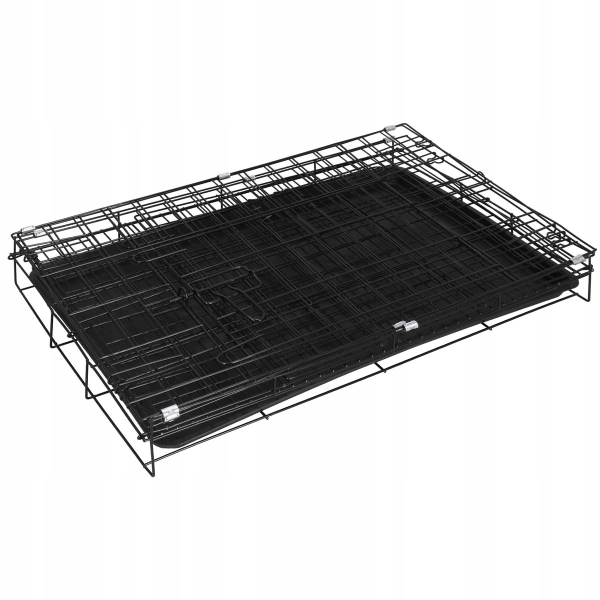 Springos Klatka dla psa i kota metalowa składana 60 x 50 x 42 cm z tacką i 2 drzwiczkami
