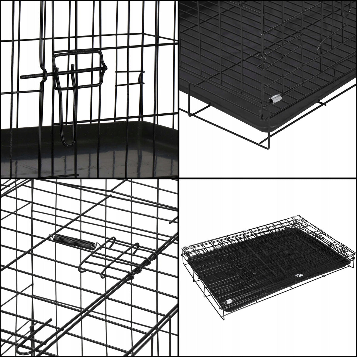 Springos Klatka dla psa i kota metalowa składana 60 x 50 x 42 cm z tacką i 2 drzwiczkami