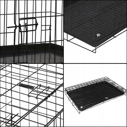Springos Klatka dla psa i kota metalowa składana 60 x 50 x 42 cm z tacką i 2 drzwiczkami