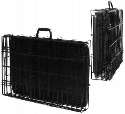 Bisky Klatka kennelowa metalowa dla psa i kota M 60x45x53 cm, składana, 2 pary drzwi – czarna