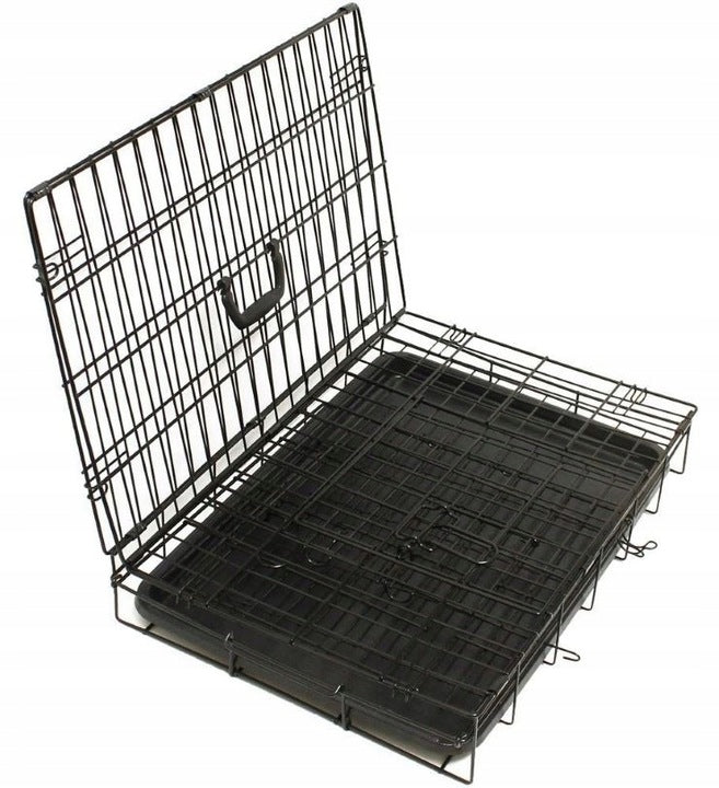Bisky Klatka kennelowa metalowa dla psa i kota M 60x45x53 cm, składana, 2 pary drzwi – czarna