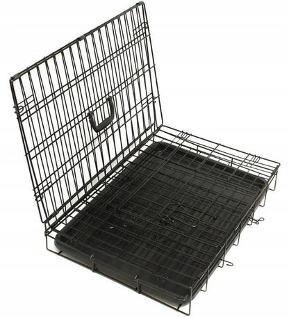 Bisky Klatka kennelowa metalowa dla psa i kota M 60x45x53 cm, składana, 2 pary drzwi – czarna