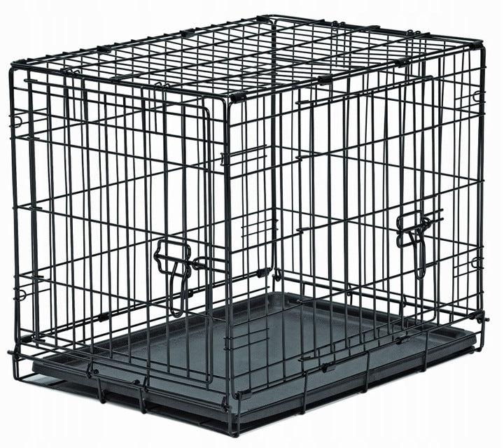 Bisky Klatka kennelowa metalowa dla psa i kota M 60x45x53 cm, składana, 2 pary drzwi – czarna