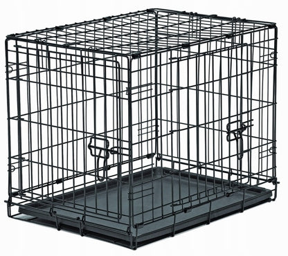Bisky Klatka kennelowa metalowa dla psa i kota M 60x45x53 cm, składana, 2 pary drzwi – czarna
