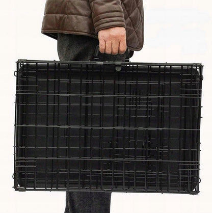 Klatka kennelowa dla psa i kota XL 91x62x70 cm, składana, stalowa, 2 drzwi – czarna