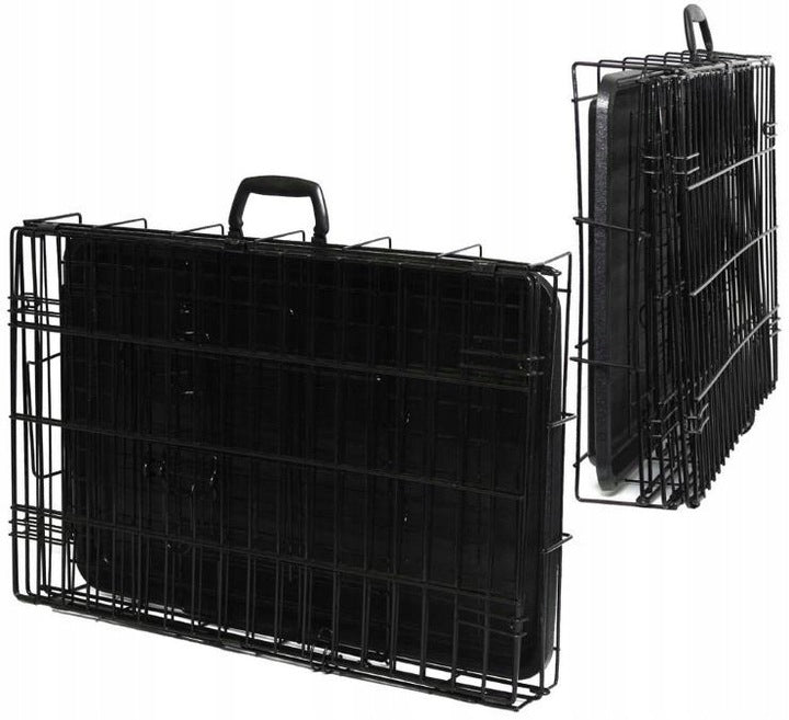Klatka kennelowa dla psa i kota XL 91x62x70 cm, składana, stalowa, 2 drzwi – czarna