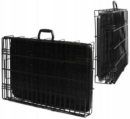 Klatka kennelowa dla psa i kota XL 91x62x70 cm, składana, stalowa, 2 drzwi – czarna