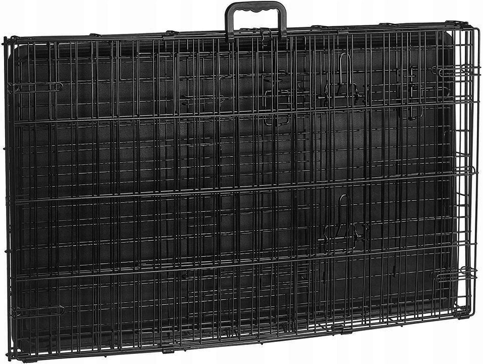 Klatka kennelowa dla psa i kota XL 91x62x70 cm, składana, stalowa, 2 drzwi – czarna