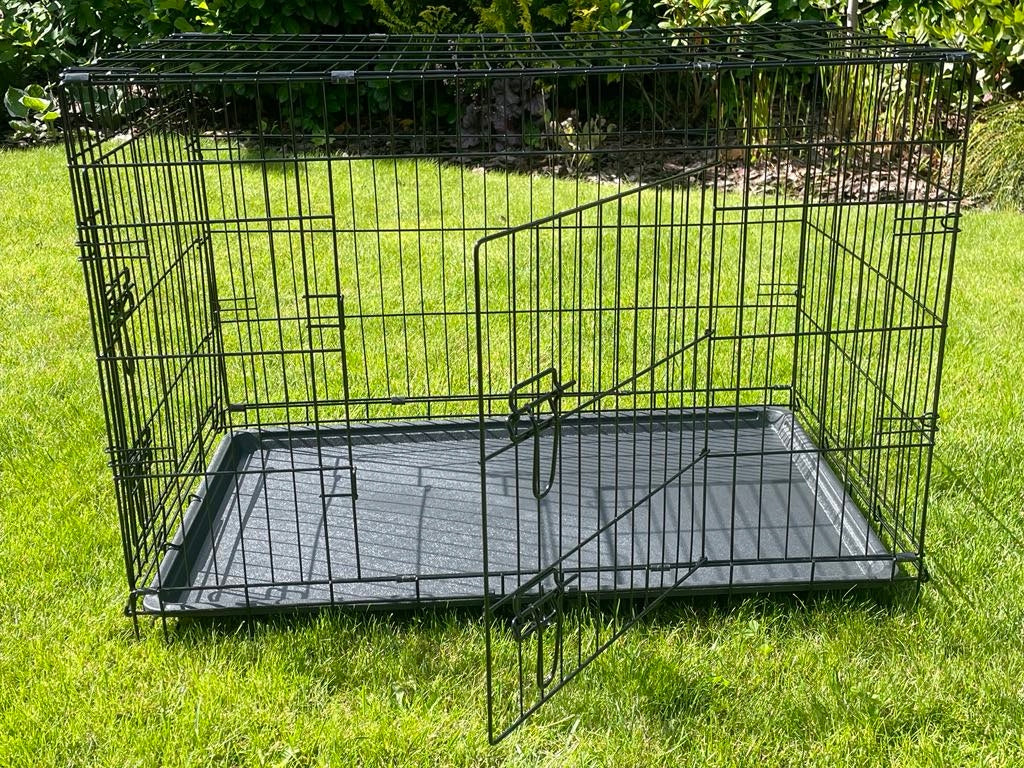 Klatka kennelowa dla psa metalowa XL 91 x 59 x 65 cm, składana, z dwoma wejściami