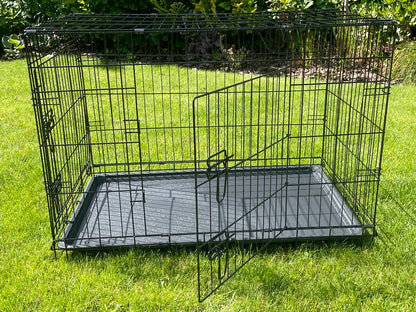 Klatka kennelowa dla psa metalowa XL 91 x 59 x 65 cm, składana, z dwoma wejściami