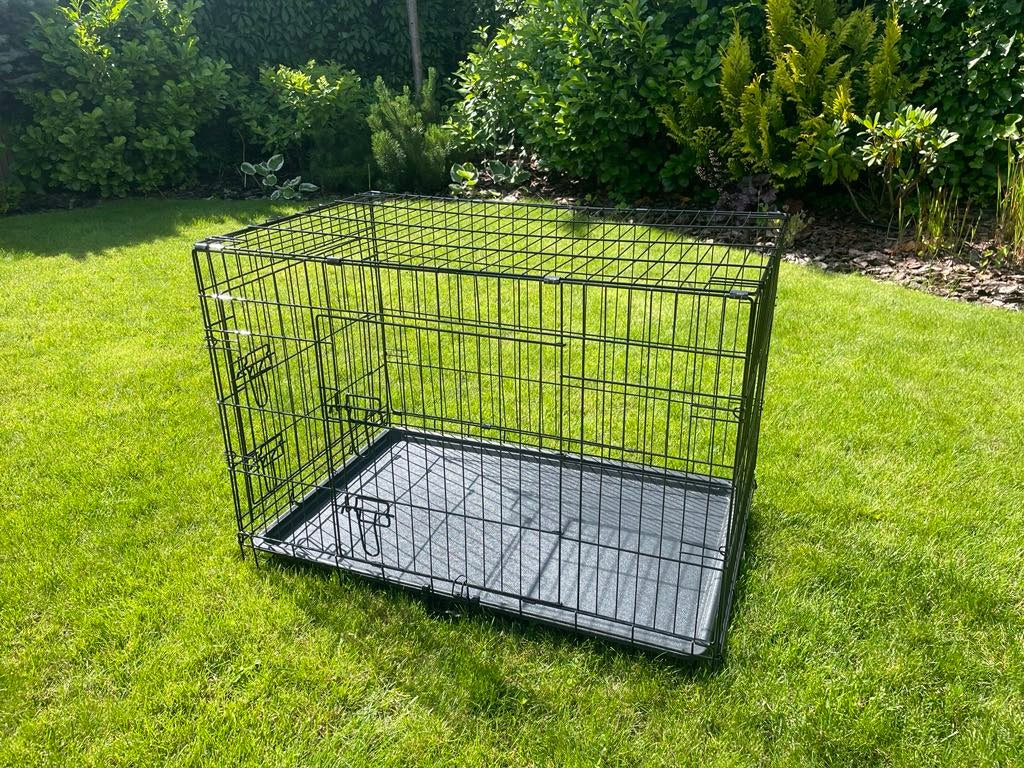 Klatka kennelowa dla psa metalowa XL 91 x 59 x 65 cm, składana, z dwoma wejściami