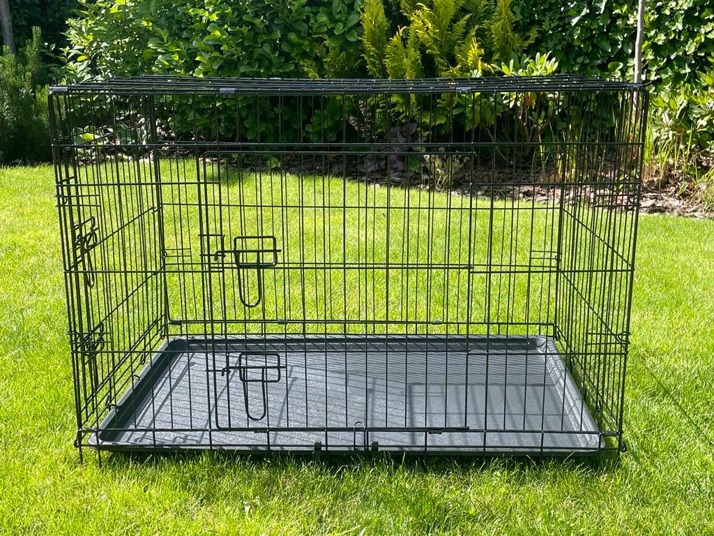 Klatka kennelowa dla psa metalowa XL 91 x 59 x 65 cm, składana, z dwoma wejściami