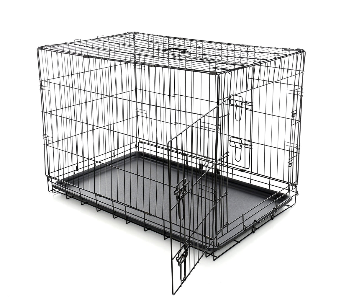 Klatka kennelowa dla psa metalowa XL 91 x 59 x 65 cm, składana, z dwoma wejściami