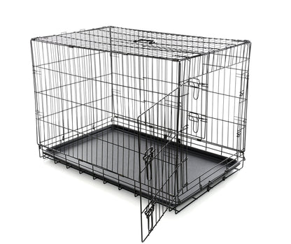 Klatka kennelowa dla psa metalowa XL 91 x 59 x 65 cm, składana, z dwoma wejściami