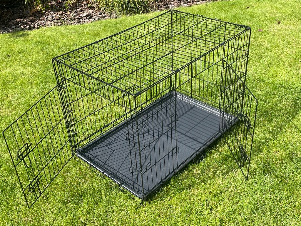 Klatka kennelowa dla psa metalowa XL 91 x 59 x 65 cm, składana, z dwoma wejściami