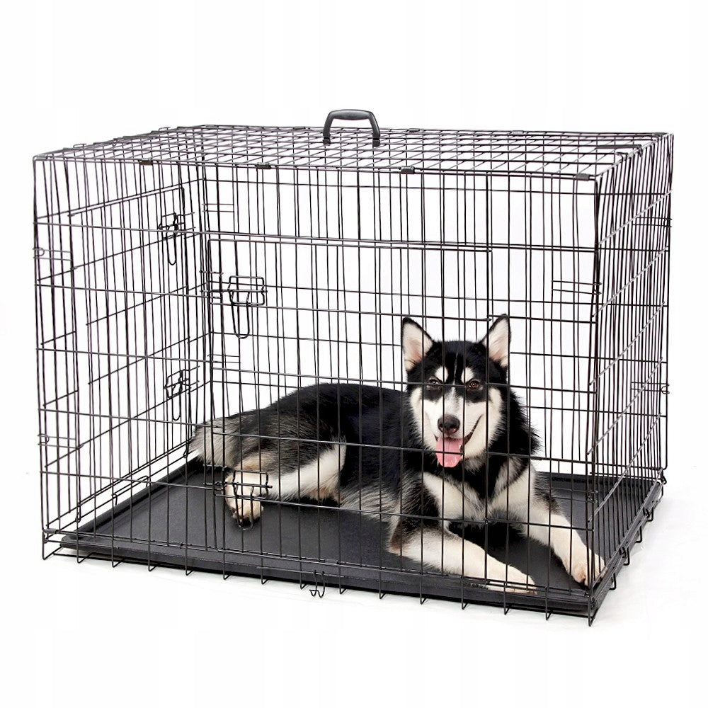 Klatka kennelowa dla psa metalowa XL 91 x 59 x 65 cm, składana, z dwoma wejściami