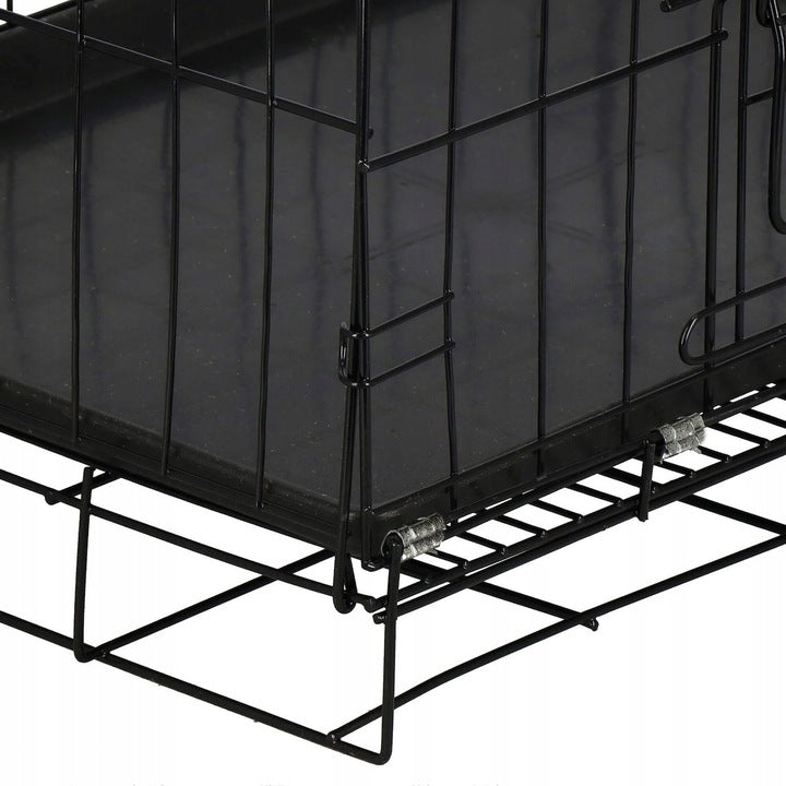Klatka składana metalowa dla psa, kota i królika 85x60x70 cm z 2 drzwiczkami – czarna