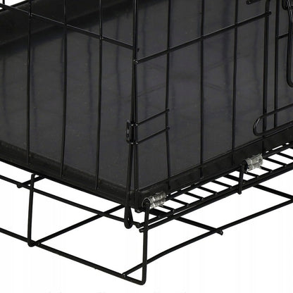 Klatka składana metalowa dla psa, kota i królika 85x60x70 cm z 2 drzwiczkami – czarna