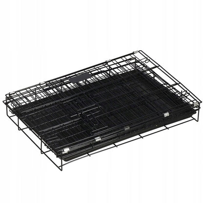 Klatka składana metalowa dla psa, kota i królika 85x60x70 cm z 2 drzwiczkami – czarna
