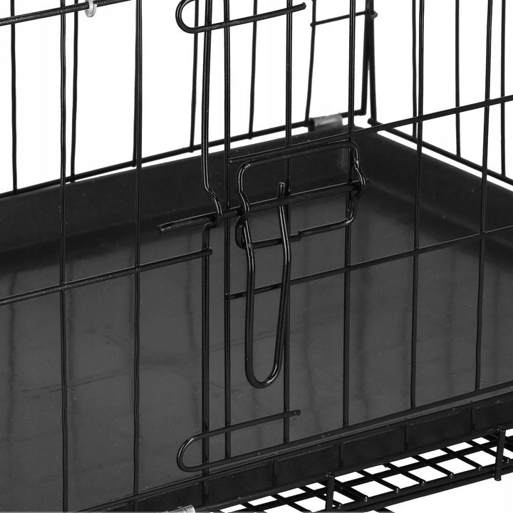 Klatka składana metalowa dla psa, kota i królika 85x60x70 cm z 2 drzwiczkami – czarna