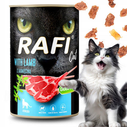Rafi Mokra karma dla kota bezzbożowa 16 x 400 g w puszkach – mix smaków