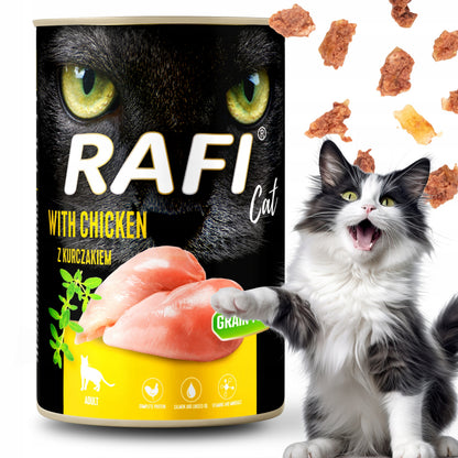 Rafi Mokra karma dla kota bezzbożowa 16 x 400 g w puszkach – mix smaków