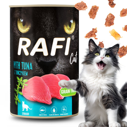 Rafi Mokra karma dla kota bezzbożowa 16 x 400 g w puszkach – mix smaków