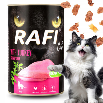 Rafi Mokra karma dla kota bezzbożowa 16 x 400 g w puszkach – mix smaków