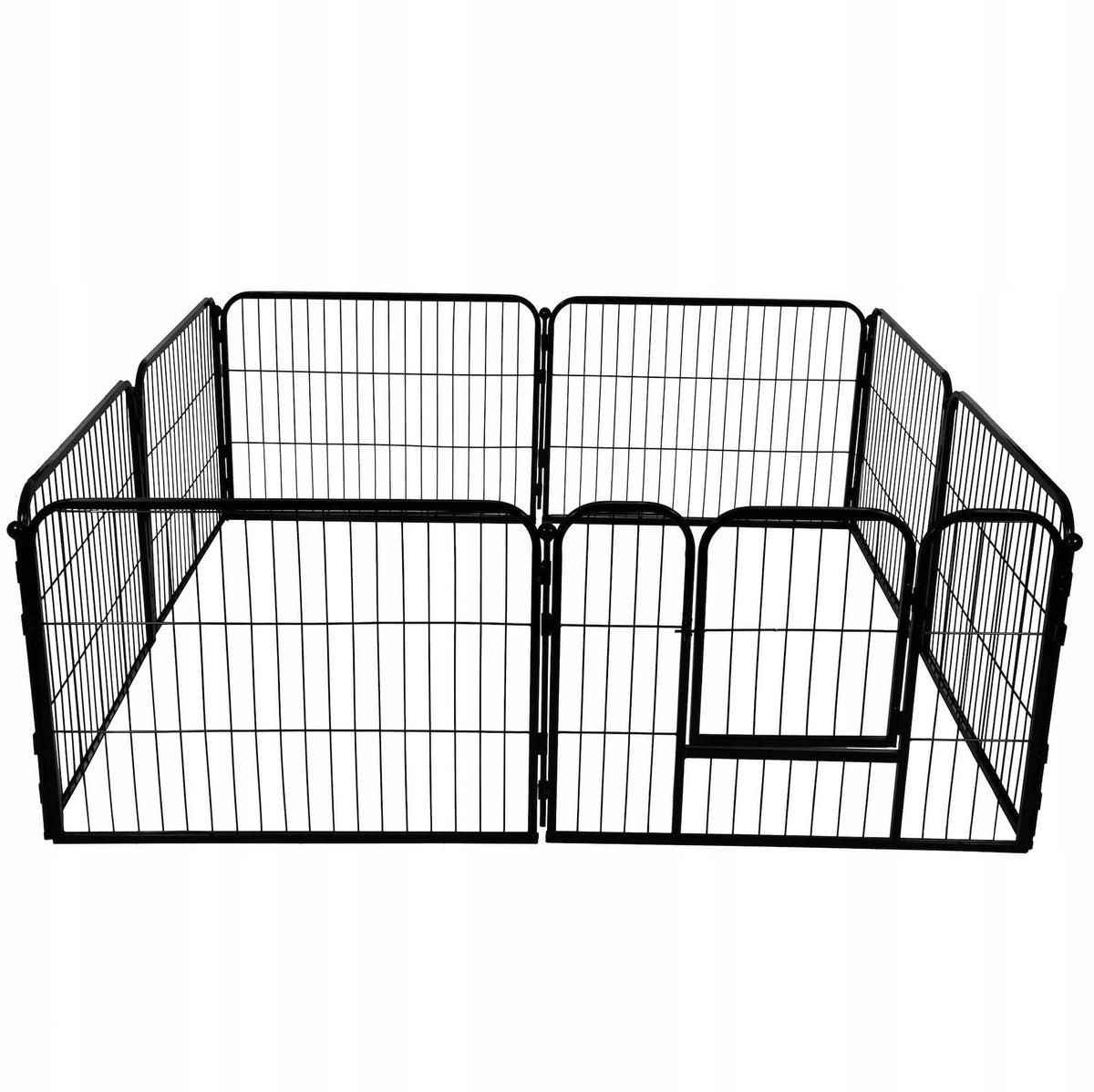 Springos Kojec dla psa i kota metalowy 160 x 160 x 60 cm, 8 ścianek, składany – czarny