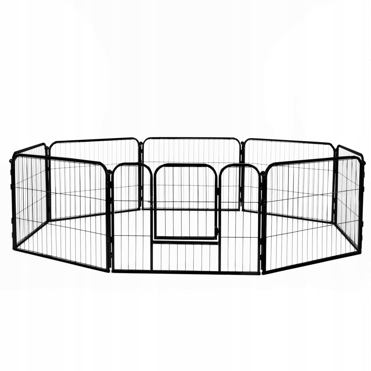 Springos Kojec dla psa i kota metalowy 160 x 160 x 60 cm, 8 ścianek, składany – czarny