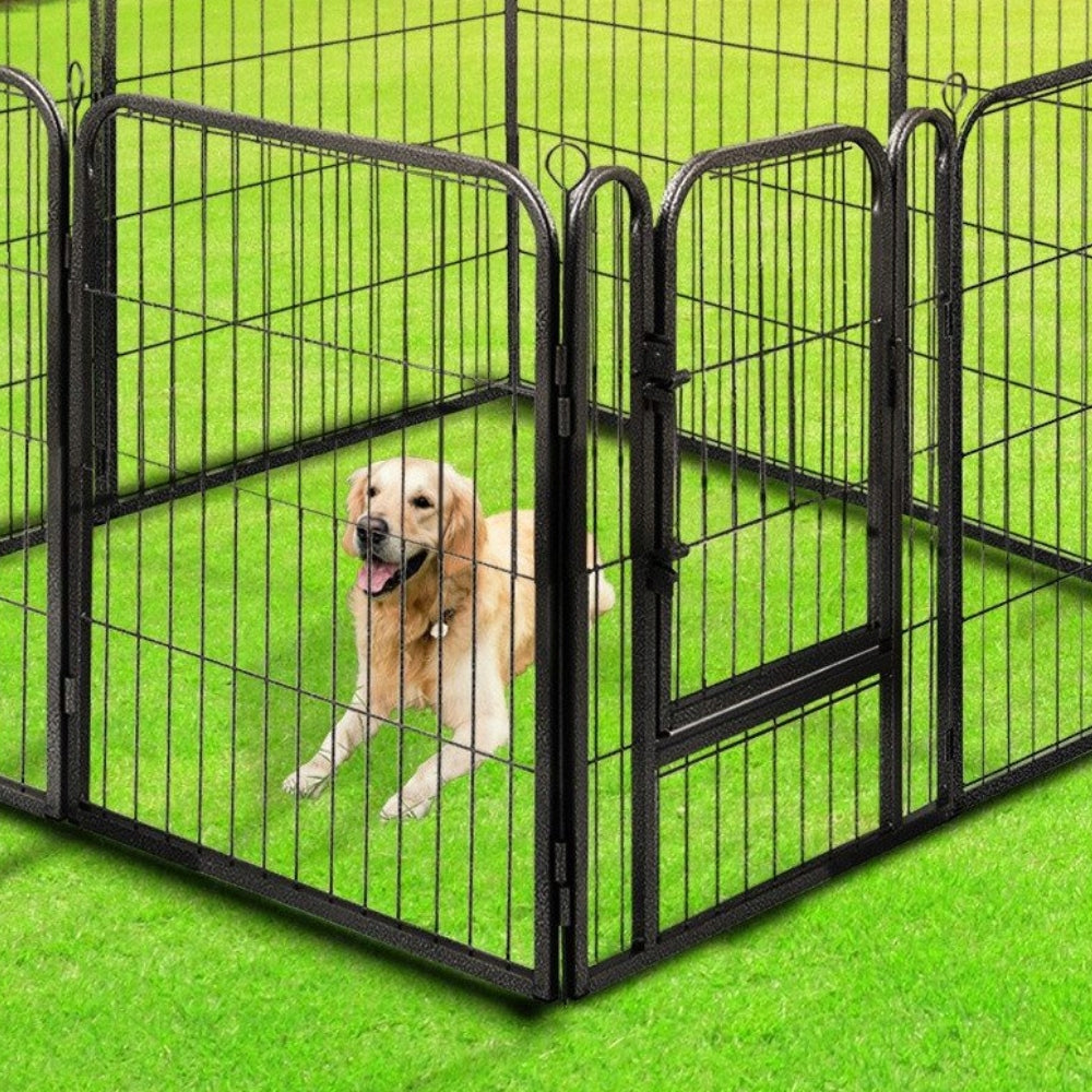 Vendomia Kojec dla psa metalowy modułowy 6 paneli 114 cm – wybieg dla królika, czarny mat