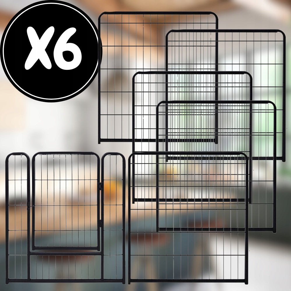 Vendomia Kojec dla psa metalowy modułowy 6 paneli 114 cm – wybieg dla królika, czarny mat