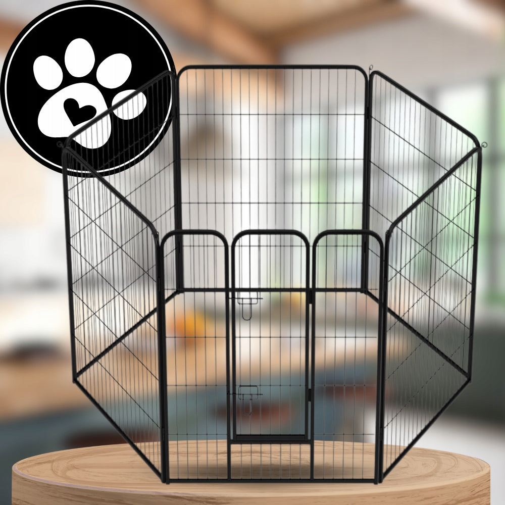 Vendomia Kojec dla psa metalowy modułowy 6 paneli 114 cm – wybieg dla królika, czarny mat