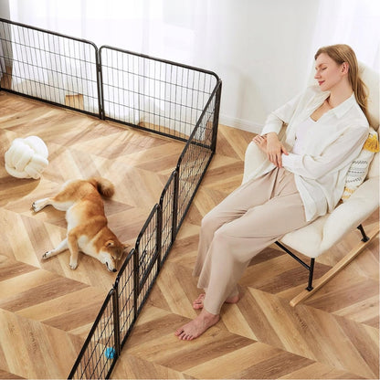 Vendomia Kojec dla psa metalowy modułowy 6 paneli 114 cm – wybieg dla królika, czarny mat