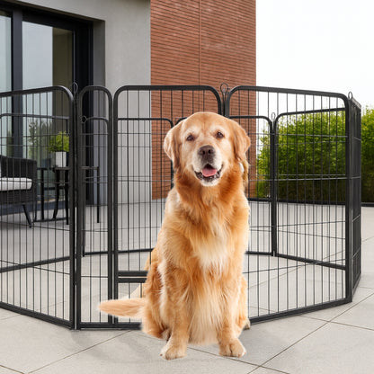 Vendomia Kojec dla psa metalowy 108 x 108 x 114 cm, modułowy, 8 paneli – czarny mat