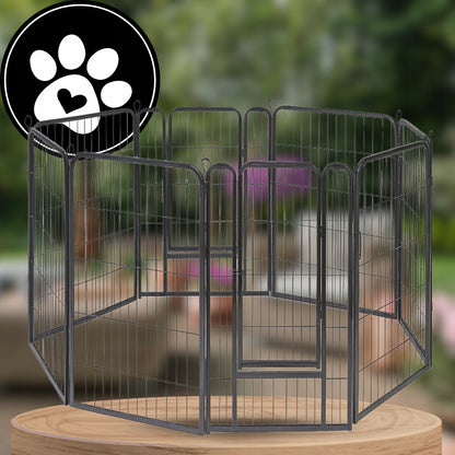 Vendomia Kojec dla psa metalowy 108 x 108 x 114 cm, modułowy, 8 paneli – czarny mat