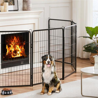 Vendomia Kojec dla psa metalowy 108 x 108 x 114 cm, modułowy, 8 paneli – czarny mat